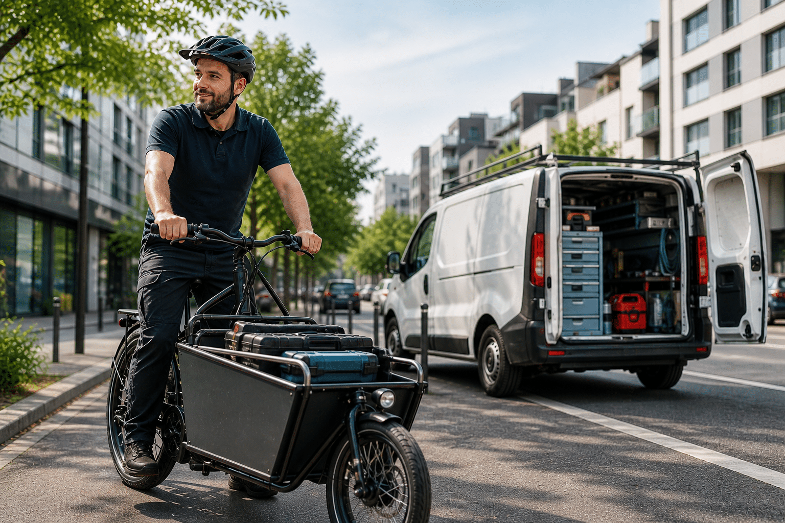 Artisan en mobilité : entre vélo utilitaire et entretien de sa flotte, le bon équilibre
